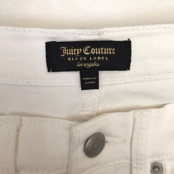 Juicy Couture White Tuxedo Stripe Crop Flare Uneven Hem Jeans size 24 - Picture 8 of 13